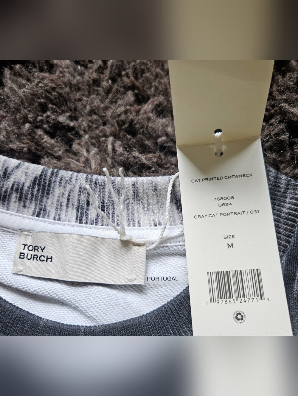 Tory Burch nwt rare limited-edition long sleeve kitty Cat Monochromatic grayscal - Picture 4 of 6